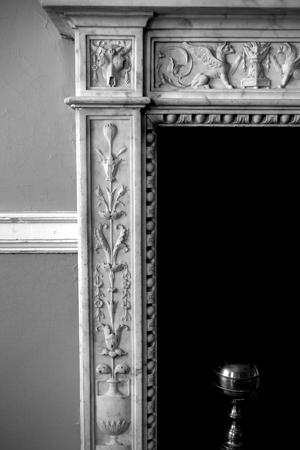 Detail of marble mantel in the parlor, 1800-05